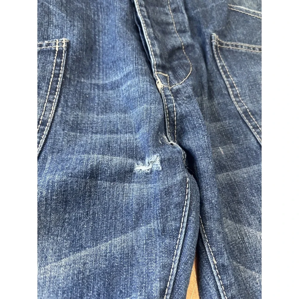 EMCEE Premium Denim Men's Jeans W36 L32 Blue Relaxed Fit Button Fly Distressed